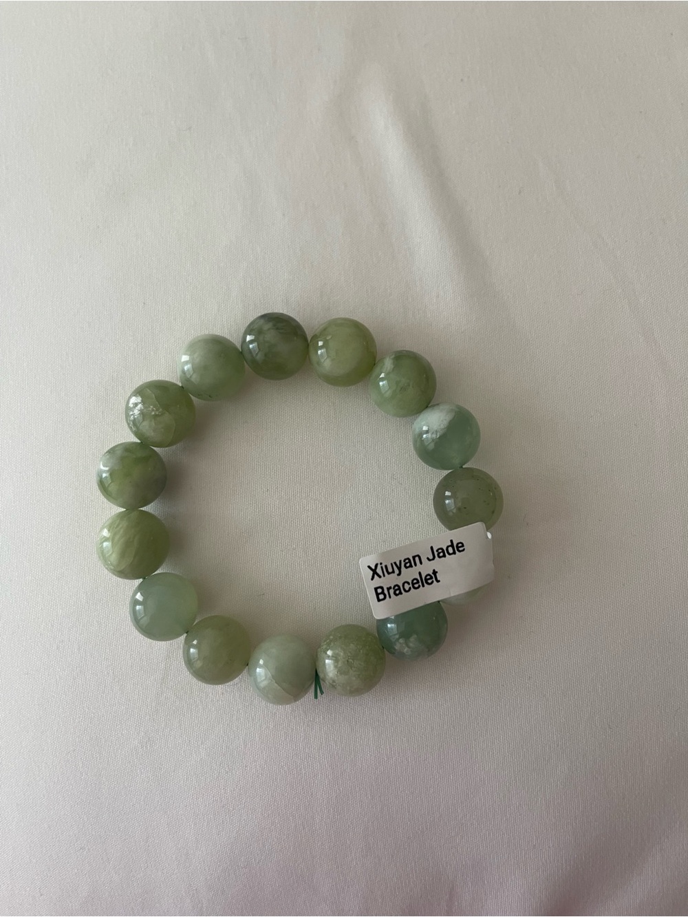 Xiuyan Jade Light Green Beaded Bracelet